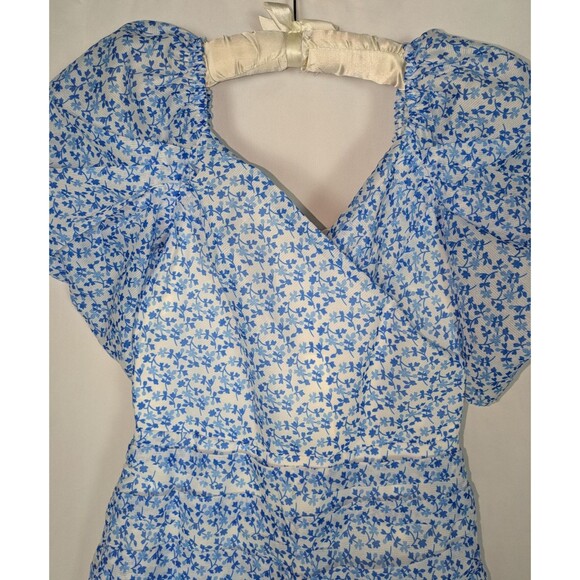 C/Meo Collective Dress 4 Women's Blue Floral Puff Sleeve Mini Come Across Dainty - Picture 3 of 9